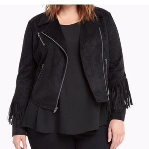 Torrid Faux-Suede Cropped Fringe Moto Jacket